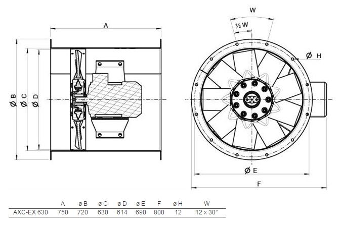 Изображение для товара Systemair AXC-EX 630-9/20°-2