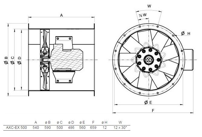 Изображение для товара Systemair AXC-EX 500-9/28°-4