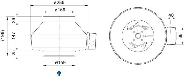 Размеры вентилятора Systemair K 160 M sileo
