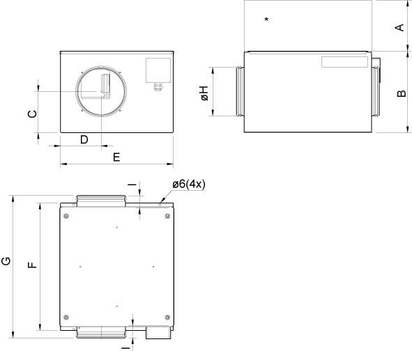 Размеры вентилятора Systemair KVK 160 L