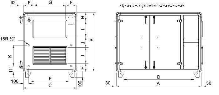 Габаритные размеры Systemair TOPVEX SR04