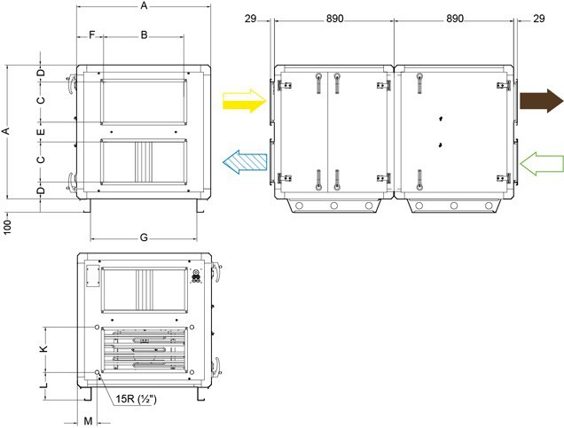 Размеры Systemair TOPVEX SR11-L-CAV