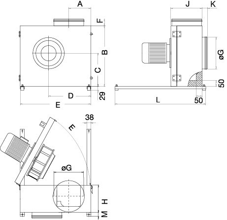 Габаритные размеры вентилятора Systemair KBR 355D2 IE2