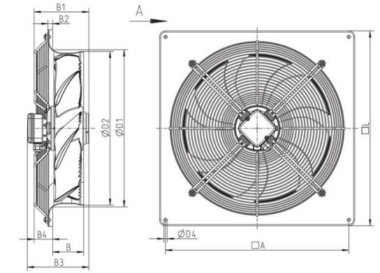 Чертёж вентилятора Systemair AW 560E4 SILEO