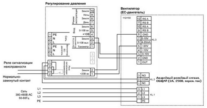Схема подключения Systemair DVC 450-P
