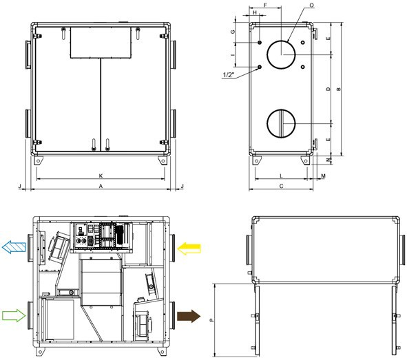 Габаритные размеры Systemair TOPVEX SC03 HW-L-CAV