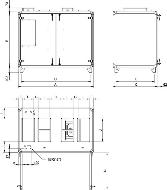 Габаритные размеры Systemair TOPVEX TR06-L-CAV