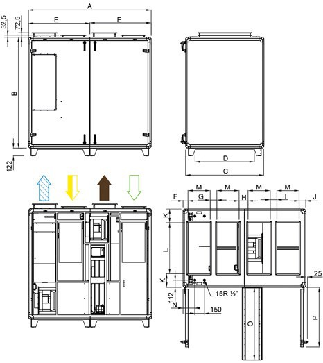 Габаритные размеры Systemair TOPVEX TR12 EL-L-CAV