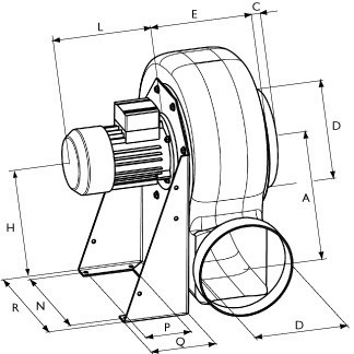 Габаритные размеры Systemair PRF 180DV