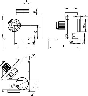 Размеры вентилятора Systemair KBR 355EC
