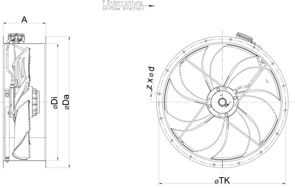 Размеры вентилятора Systemair AR 710DS SILEO
